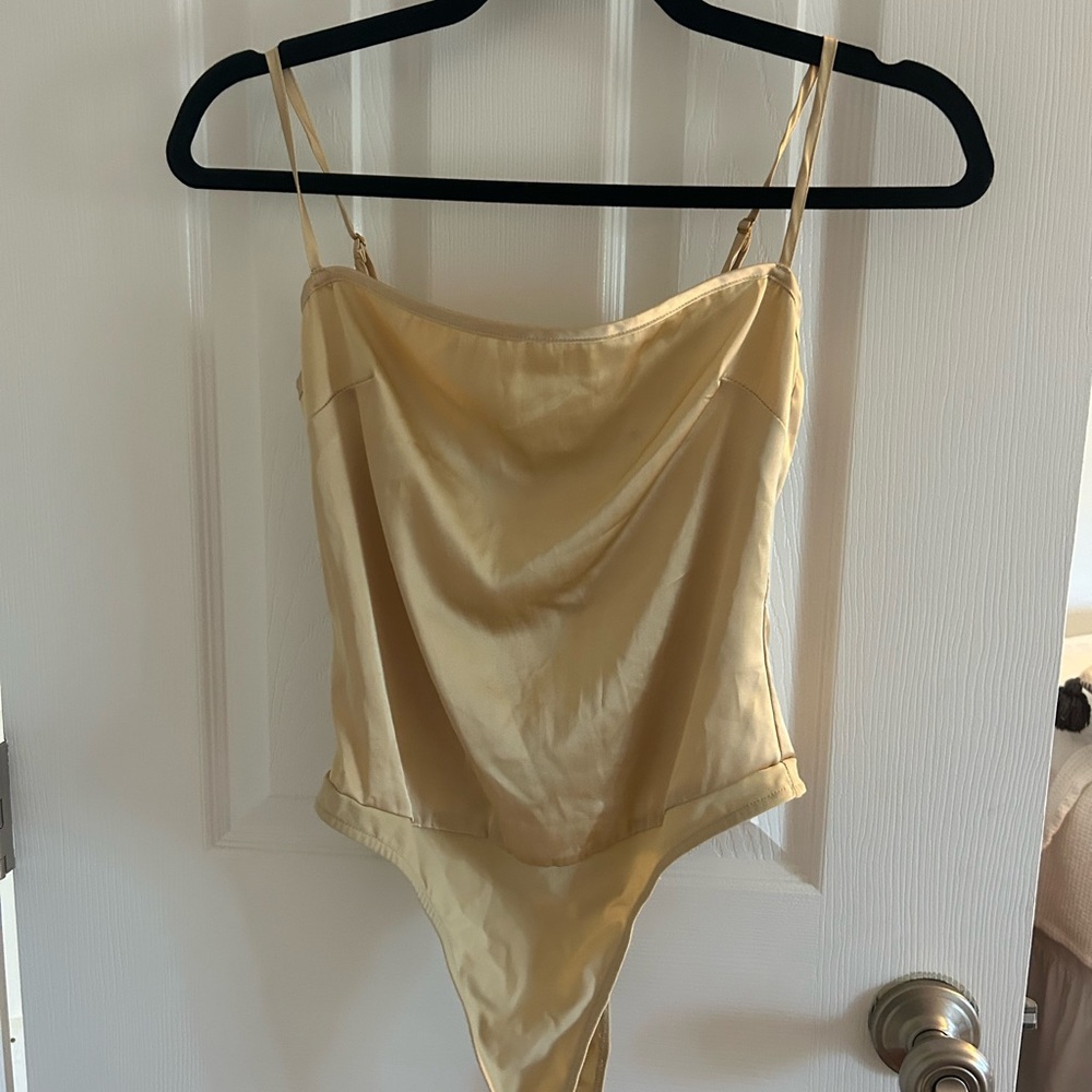 DANIELLE BERNSTEIN Champagne Satin Bodysuit